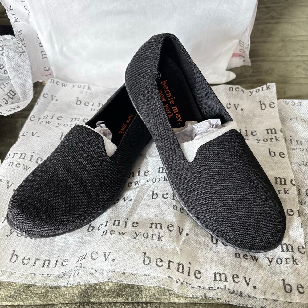 Bernie Mev New York Black Woven Stretch Slip On Comfort Flats EU 36 US 5